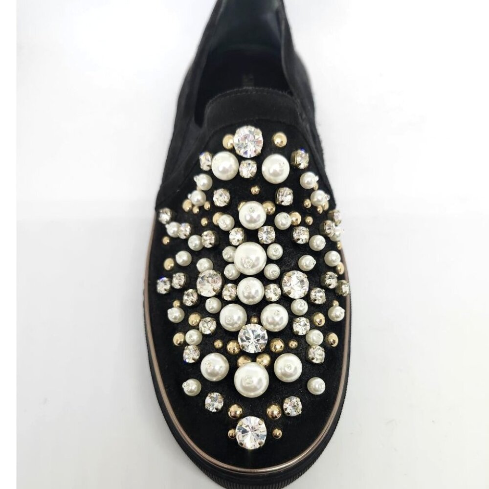 Stuart Weitzman Women's Black Suede Shoes W/Embellishments Size 9.5